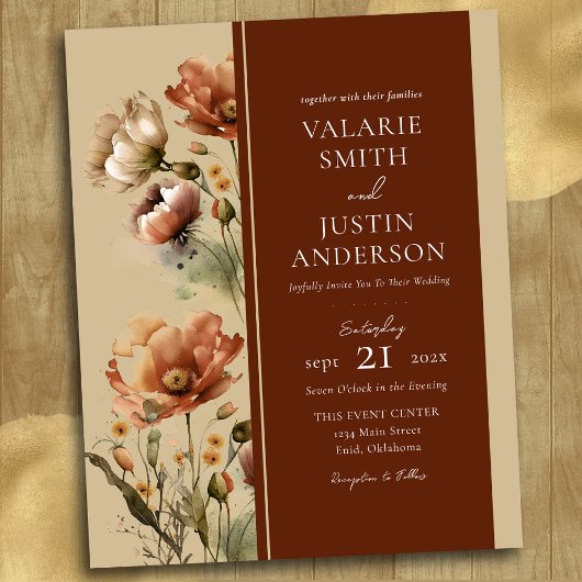 Herbst-Wildblumen Hochzeit in einem