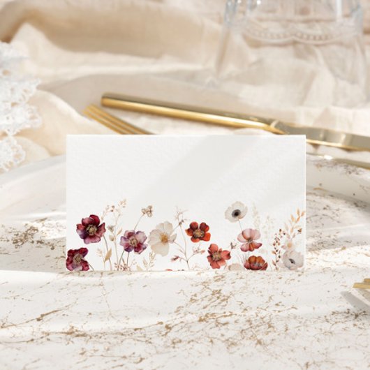 Herbst-Wildblumen-Hochzeit Platzkarte