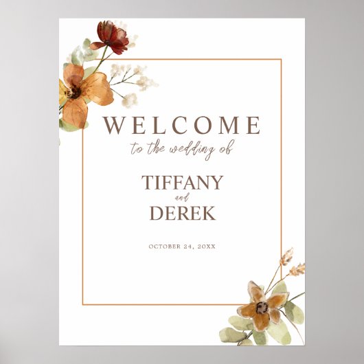 Herbst-Wildblumen Hochzeitsempfang Poster (Vorne)