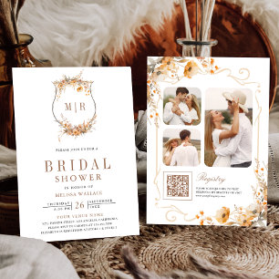 Herbst Wildblumen-Kamm QR-Code Brautparty Einladung