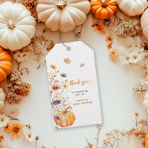 Herbst-Wildblumen-Kürbis-Baby-Shower-Dankeschön