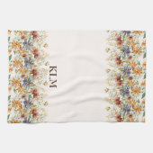 Herbst-Wildblumen-Rand-Monogramm Geschirrtuch (Horizontal)