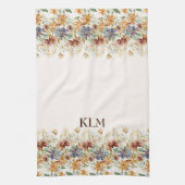 Herbst-Wildblumen-Rand-Monogramm Geschirrtuch (Vertikal)