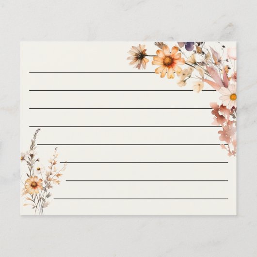 Herbst Wildblumen Rezept Karte Boho Chic (Rückseite)