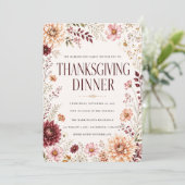 Herbst-Wildblumen-Thanksgiving-Dinner Einladung (Stehend Vorderseite)