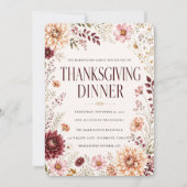 Herbst-Wildblumen-Thanksgiving-Dinner Einladung (Vorderseite)