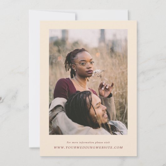 Herbst-Wildblumen und Foto-Website Herbsthochzeit Einladung (Rückseite)