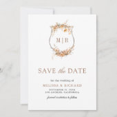 Herbst Wildblumen-Wappen QR-Code Hochzeit Save The Date (Vorderseite)