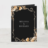 Herbst-Wildblumen-Wappen Schwarzer QR-Code Hochzei Einladung (Vorderseite)