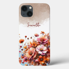 Herbst Wilde Blume Braun Rose Personalisierter Nam Case-Mate iPhone Hülle