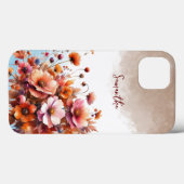 Herbst Wilde Blume Braun Rose Personalisierter Nam Case-Mate iPhone Hülle (Rückseite (Horizontal))