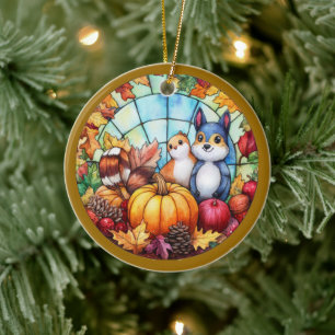 Herbst-Wildleben Keramik Ornament