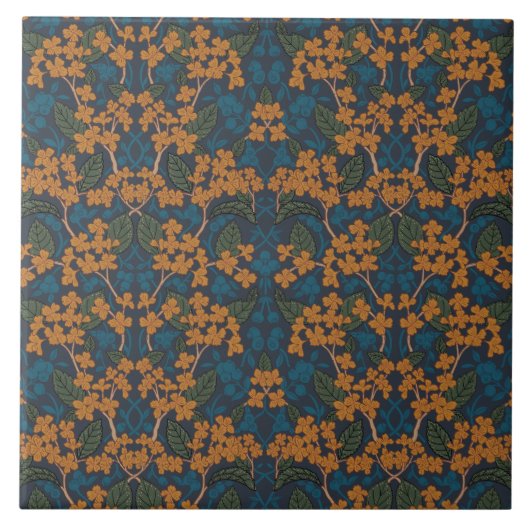 Herbst-William-Morris-Stil-Muster Fliese (Vorderseite)