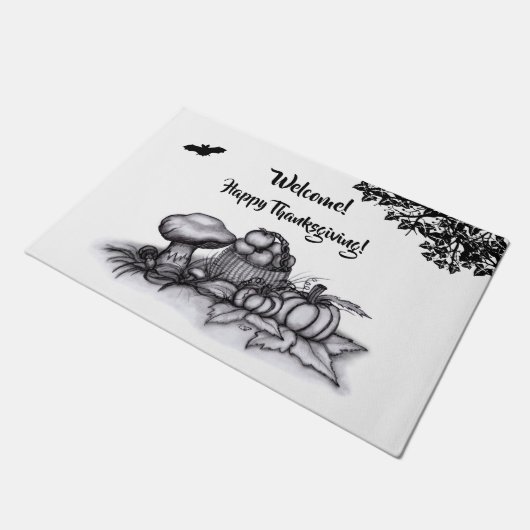 Herbst, Willkommen! Alles Gute zum Erntedankfest! Fußmatte (Schrägansicht)