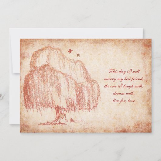 Herbst-Willow-Tree-Einladung Einladung (Rückseite)