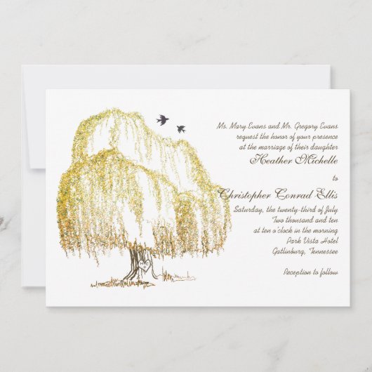 Herbst-Willow-Tree-Einladung Einladung (Vorderseite)