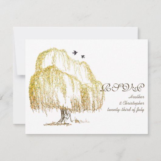 Herbst-Willow-Tree-Hochzeitskarte RSVP Karte (Rückseite)