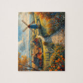 Herbst-Windmühlen-Farm-Cottage-Blumenweg Puzzle (Vertikal)