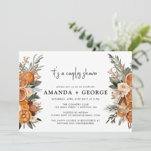 Herbst Winter Couple Dusche Party Einladung (Stehend Vorderseite)