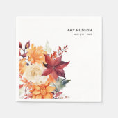 Herbst Winter Elegantes florales Brautparty Serviette (Vorderseite)