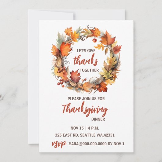 Herbst-Winter-Erntedank Einladung (Vorderseite)