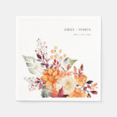 Herbst Winter Floral Wedding Serviette (Vorderseite)