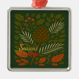 Herbst & Winter Mitte des Jahrhunderts Frohe Festt Ornament Aus Metall