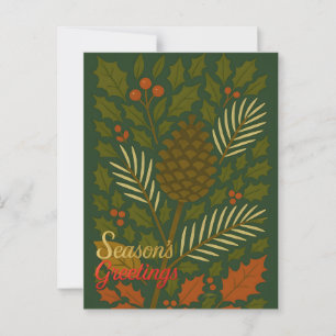 Herbst & Winter Mitte des Jahrhunderts Frohe Festt Postkarte