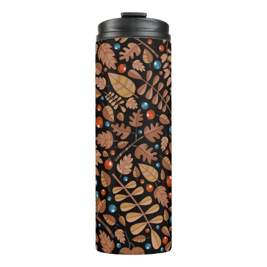 Herbst Winter Pflanze: Vintages Muster Thermosbecher (Vorderseite)