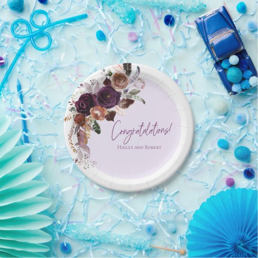 Herbst Winter Plum, Rosa und Gold Baby Dusche Pappteller (Party)