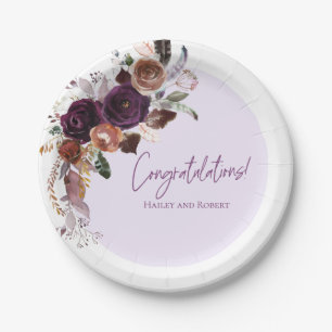 Herbst Winter Plum, Rosa und Gold Baby Dusche Pappteller