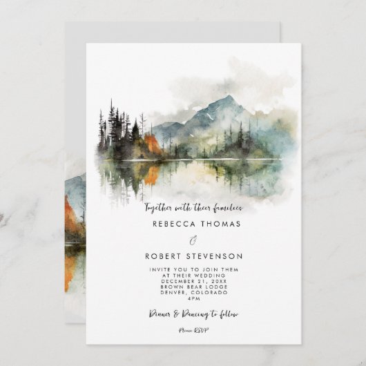 Herbst Winter rustikale Hochzeit Einladung (Vorne/Hinten)