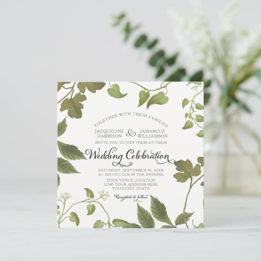 Herbst Winter Waldleaf Bohemisch BOHO Einladung (Stehend Vorderseite)