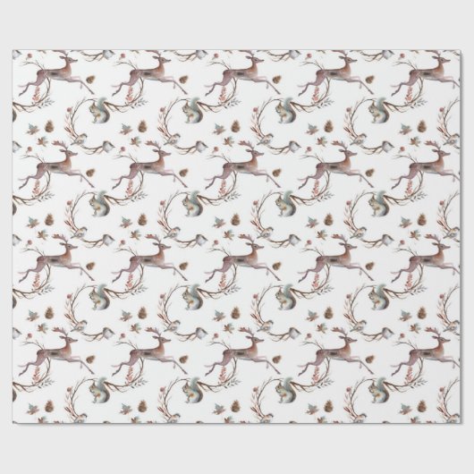 Herbst-Winter-Waldrotwild-Geschenk-Packpapier Geschenkpapier (Flach)
