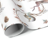 Herbst-Winter-Waldrotwild-Geschenk-Packpapier Geschenkpapier (Rolleneckpunkt)