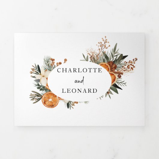 Herbst Winter Wedding Tri-Fold Einladung (Cover)