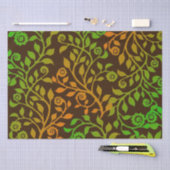Herbst Wirbel Brawn Green Orange Blumenmuster Seidenpapier (Handwerk)