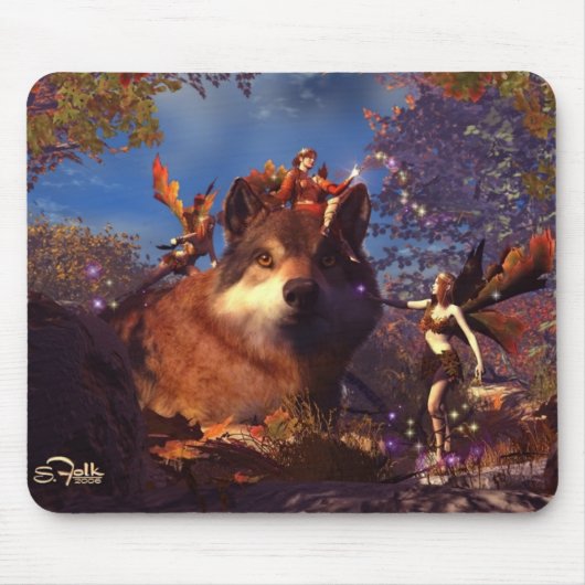 Herbst-Wolf Mousepad (Vorne)