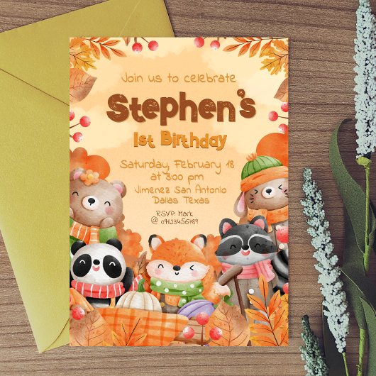 Herbst Woodlands Geburtstag Einladung