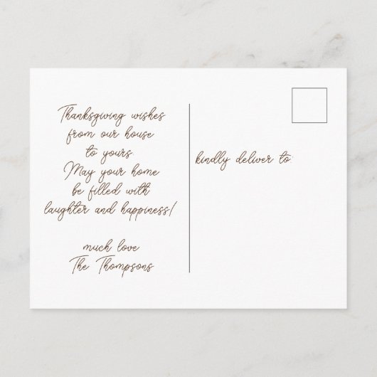 Herbst WordArt Happy Thanksgiving 2024 Braun Postkarte (Rückseite)