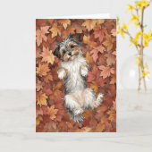 Herbst Yorkie Watercolor Herbstleaves Karte (Gelbe Blume)