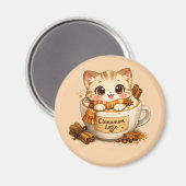 Herbst-Zimt-Latte-Kitty Magnet (Vorderseite/Rückseite)