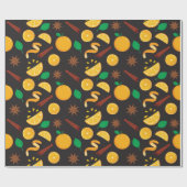 Herbst Zimt Sticks und Orangen Nahtloser Herbst Geschenkpapier (Flach)