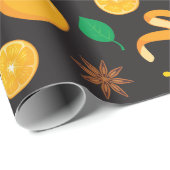 Herbst Zimt Sticks und Orangen Nahtloser Herbst Geschenkpapier (Rolleneckpunkt)