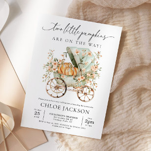 Herbst zwei kleine Pumpkin Herbst Zwinziger Babydu Einladung