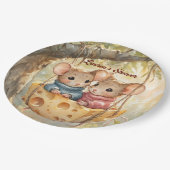 Herbst-Zwillinge-Baby-Party-Teller Pappteller (Schrägansicht)