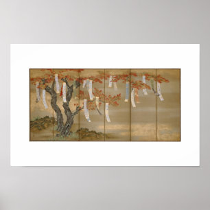 "Herbstahorn mit Gedichtzetteln" von Tosa Mitsuoki Poster