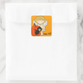 Herbstankgel mit Pumpkin & Crow - glücklicher Fall Quadratischer Aufkleber (Tasche)