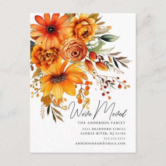 Herbstankündigung Blume Bouquet-Bewegung Postkarte (Vorderseite)