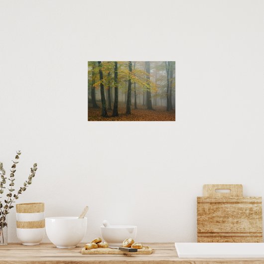 Herbstansicht des Nebelwaldes, Großvater 3 Poster (Küche)